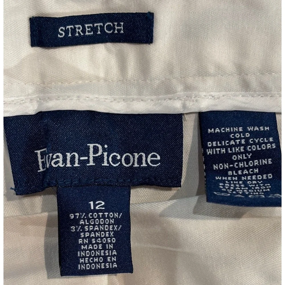 Evan-Picone Womens White‎ Stretch Wide Leg Dress Pants Trousers Size 12 Cotton